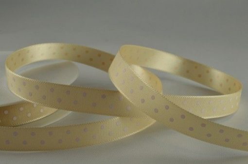 20m Cream Polka Dot Printed Ribbon – 10mm