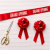 Grand Opening Ribbon Scissors and bows for ribbon cutting event