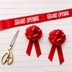 Grand Opening Ribbon Scissors and bows for ribbon cutting event