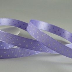 20m Lilac Polka Dot Printed Ribbon – 10mm