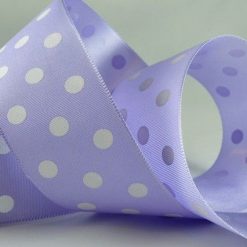 20m Lilac Polka Dot Printed Ribbon – 38mm