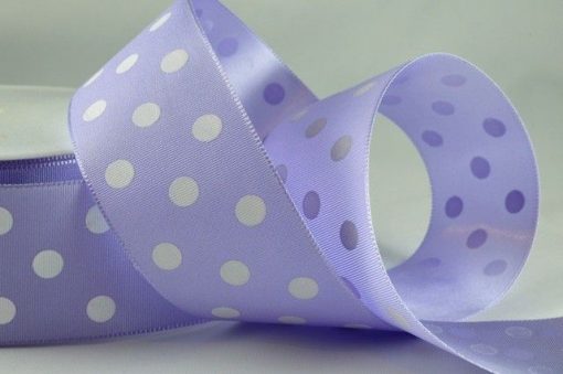 20m Lilac Polka Dot Printed Ribbon – 38mm