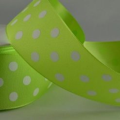 20m Lime Green Polka Dot Printed Ribbon – 38mm