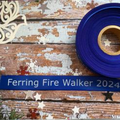 Royal Blue 25mm Wide Ribbon Printed With White Logo Next Day Delivery Personalised Printed Ribbons