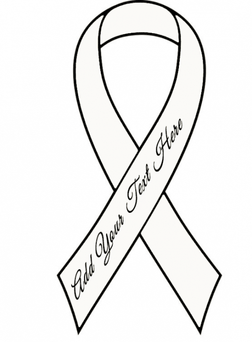 White Ready to Wear Charity Awareness Custom Printed Ribbons (Pk 25)