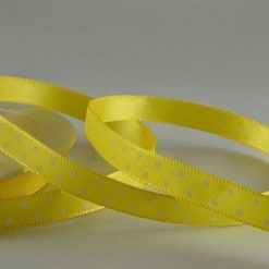 20m Yellow Polka Dot Printed Ribbon – 10mm