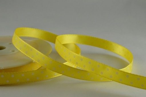 20m Yellow Polka Dot Printed Ribbon – 10mm