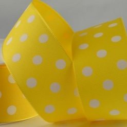 20m Yellow Polka Dot Printed Ribbon – 38mm