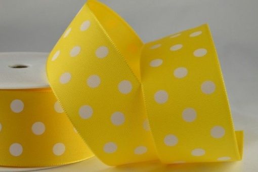 20m Yellow Polka Dot Printed Ribbon – 38mm