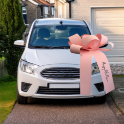 Pastel Pink Rossette Bow With Personalised Printed Tails