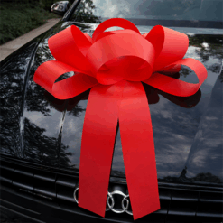 Red Car Bonnet Bow Next Day Delivery Branded by Personalised Printed Ribbons