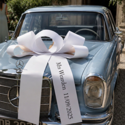 WHITE WEDDING CAR BOW