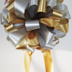 Silver and gold big bow by Personalised Printed Ribbons, available for next day delivery