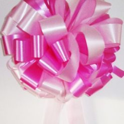 Baby Pink and Bright Pink Big Bows, ribbons in your colour choices for big presents and gifts by Personalised Printed Ribbons 01277 224622