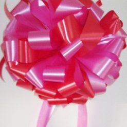 Red and Bright Pink Big Bow, bespoke colours ribbon bows made in UK by Personalised Printed Ribbons 01277 224622 Buy Now for next day delivery