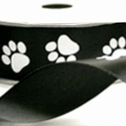 white paw printed ribbon