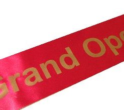 Bespoke printed wide red satin ribbons