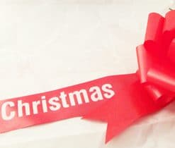 Red wide satin ribbons for Christmas promotions