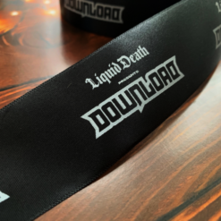 48mm Black Ribbon With A White Logo Print Personalised Printed Ribbons Next Day Delivery