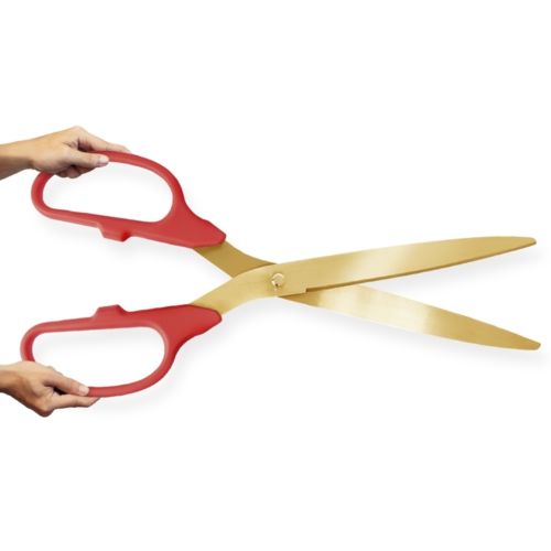 Large Ceremonial Scissors Red Handle - Gold blades - 36 inches Long