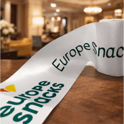 White Wide Ribbon Brand Custom Print For Grand Opening Events by Personalised Printed Ribbons Next Day Delivery