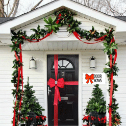 Door Bow Decoration Kit – Red Padded Satin Bow with Diamante