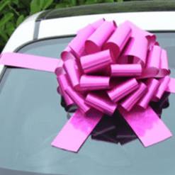 Holographic Pink Giant Car Bow, Big Pink Car Bows