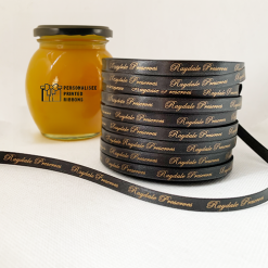 7mm Wide Black Ribbon Gold Print For Jams Chutneys Preserves Curds