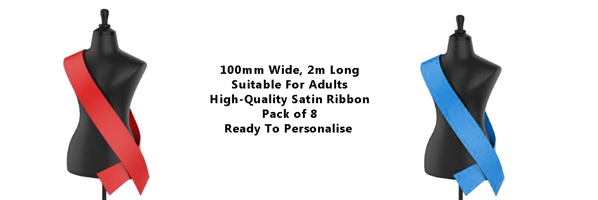 Plain Colour Sashes Pack of 8 for personalising at home 2