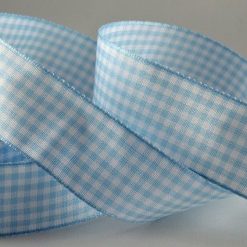 Baby Blue Gingham Printed Ribbon