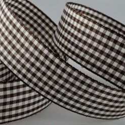 Brown Gingham Printed Ribbon - 5mm (25m)