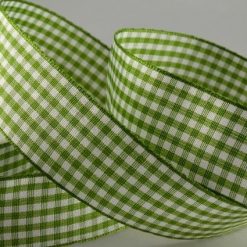 Green Gingham Printed Ribbon - 5mm (25m)