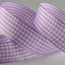 Lilac Gingham Printed Ribbon - 5mm (25m)