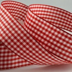 Red Gingham Printed Ribbon - 5mm (25m)