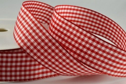 Red Gingham Printed Ribbon - 5mm (25m)
