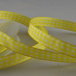 25m Yellow Gingham Printed Ribbon - 5mm