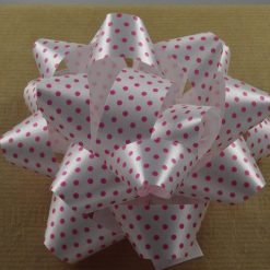 Fuchsia Pink Polka Spotted Self Adhesive Bows - 10cm (Pk 2)