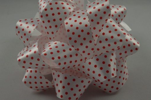 Red Polka Spotted Self Adhesive Bows - 10cm (Pk 2)