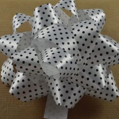 Black Polka Spotted Self Adhesive Bows - 10cm (Pk 2)