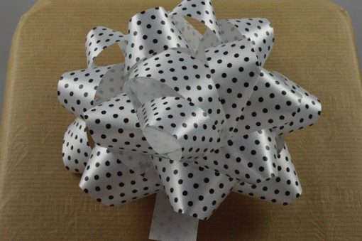 Black Polka Spotted Self Adhesive Bows - 10cm (Pk 2)