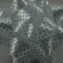 Baby Blue Polka Spotted Self Adhesive Bows - 10cm (Pk 2)