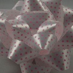 Baby Pink Polka Spotted Self Adhesive Bows - 10cm (Pk 2)