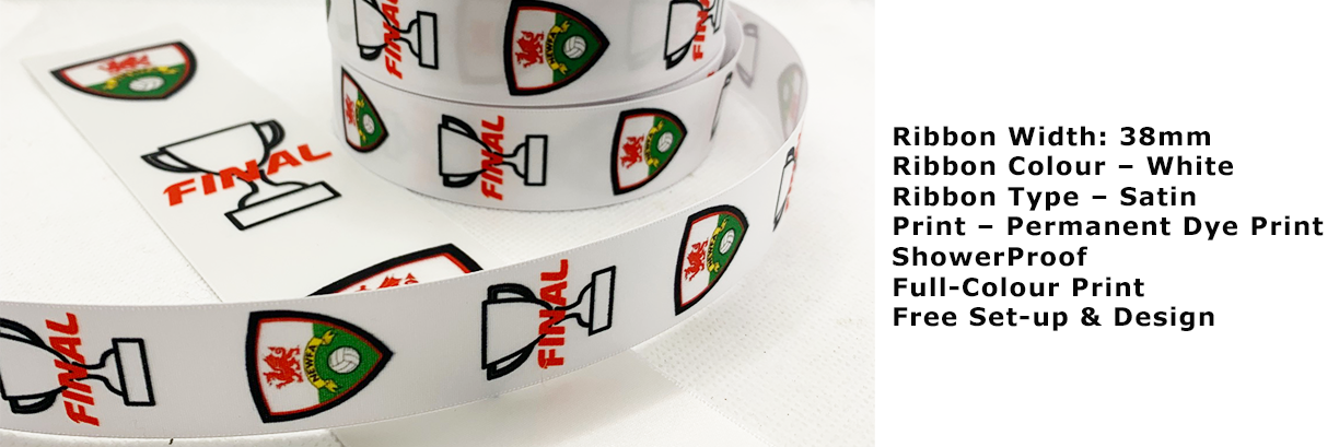 Full Colour Logo Printed On White Satin Ribbon