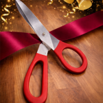 Red Scissors with CLARET Ribbon