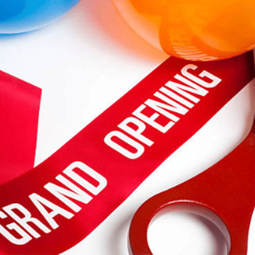 Deluxe Grand Opening Ribbon Cutting Ceremony Kit - 25 Giant Scissors with  Blue Satin Ribbon, Banner, Bows, Balloons & More