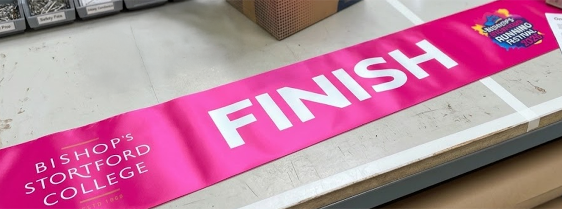 300mm wide 1 foot wide finish line ribbon tape full colour branded quick delivery