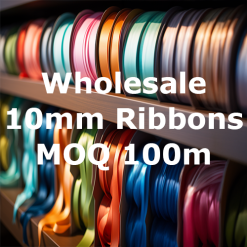 Satin Plain Ribbon – 10mm wide, 100m Wholesale Rolls