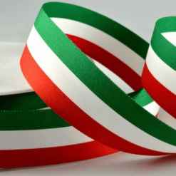 Green white red stripy ribbon