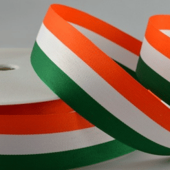 Orange White Green stripy ribbon