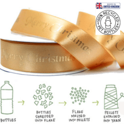 Eco-Friendly Double-Faced Merry Christmas Gold Satin Ribbon